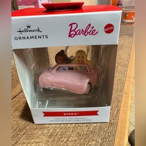 Hallmark Barbie Ornament with Pink Convertible
